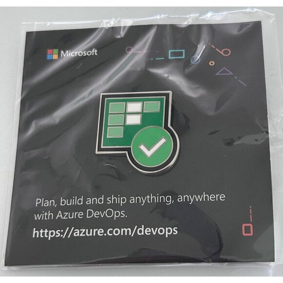 Microsoft Azure DevOps Green White Check Icon Enamel Lapel Pin - Picture 1 of 3
